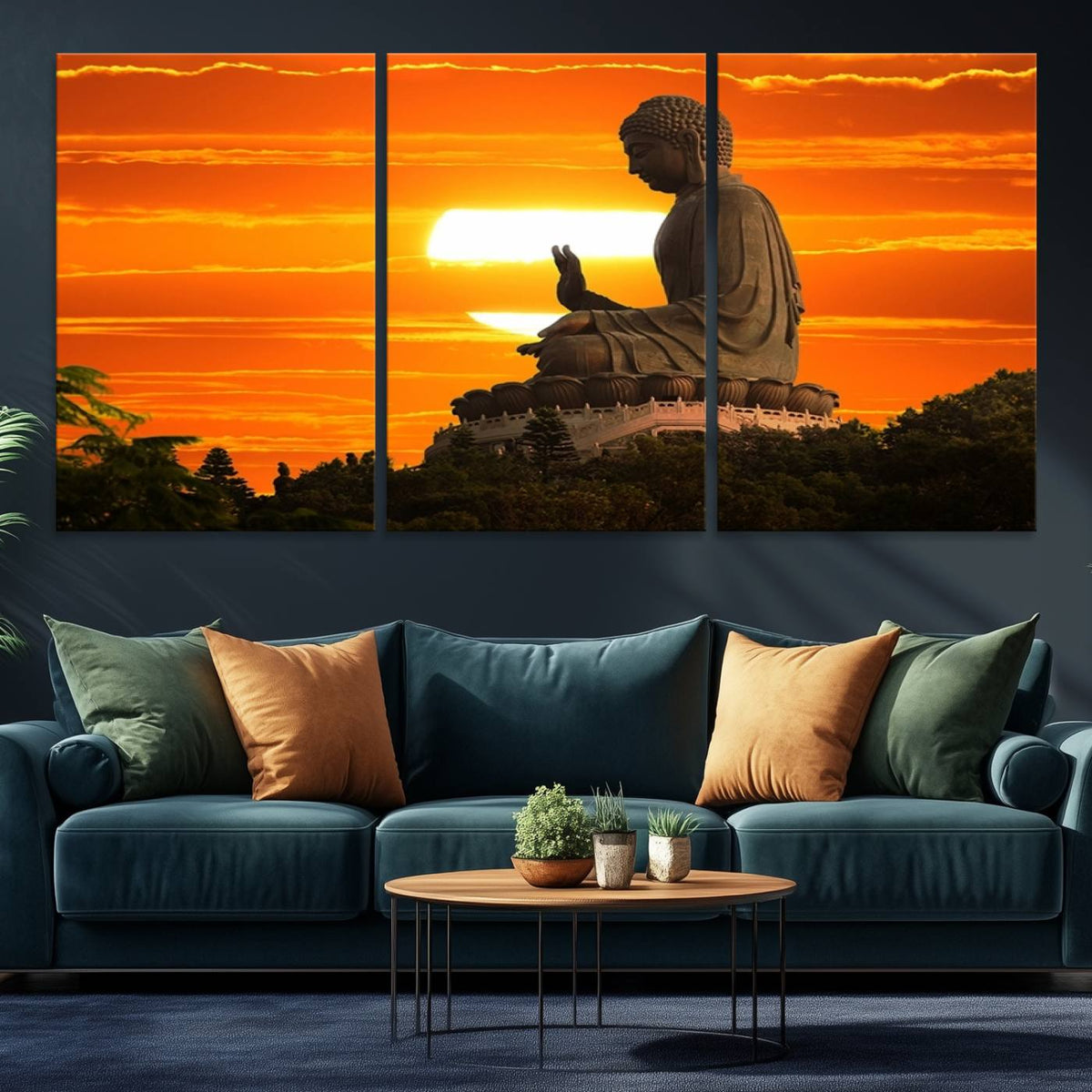 Buddha Statue at Sunset Canvas Print