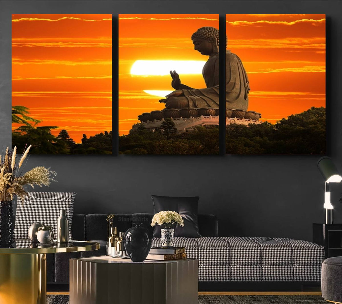 Buddha Statue at Sunset Canvas Print