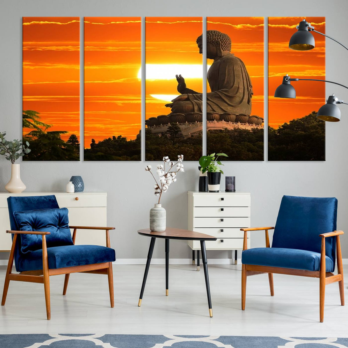 Buddha Statue at Sunset Canvas Print