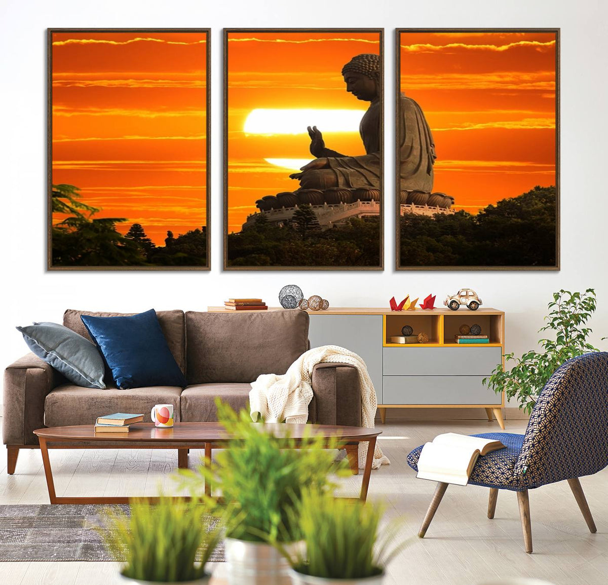 Buddha Statue at Sunset Canvas Print
