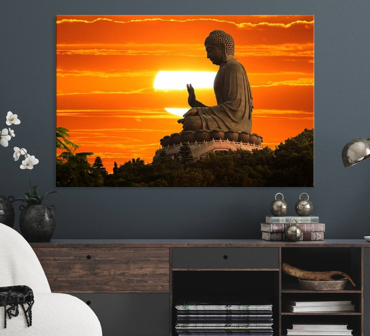Buddha Statue at Sunset Canvas Print