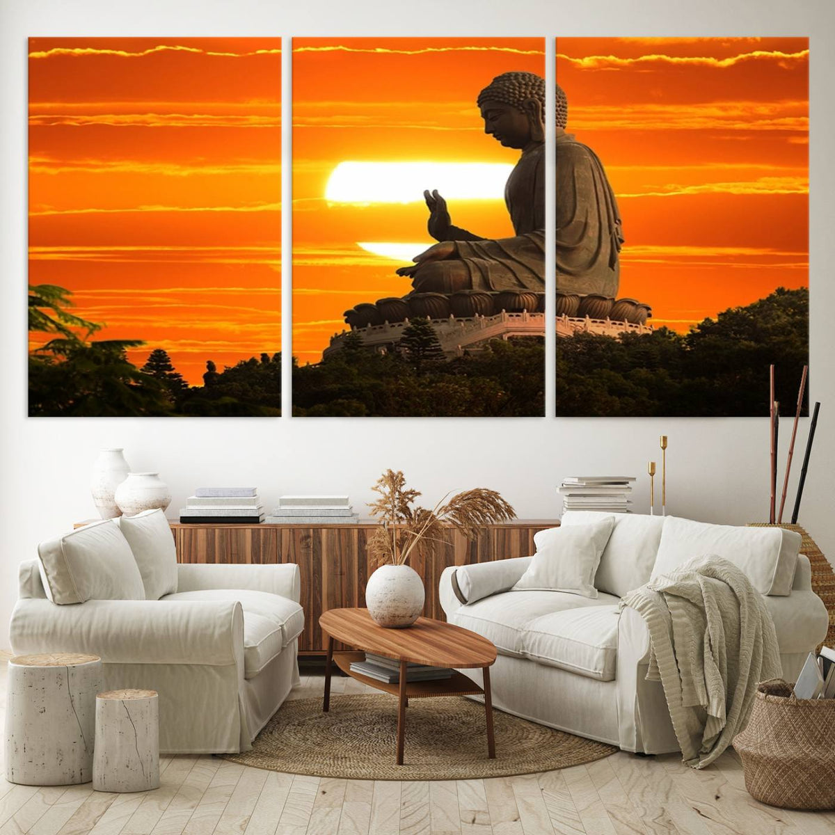 Buddha Statue at Sunset Canvas Print