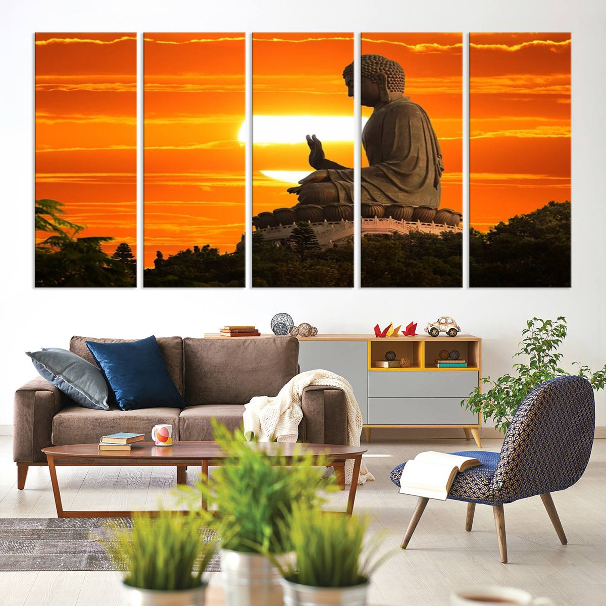 Buddha Statue at Sunset Canvas Print