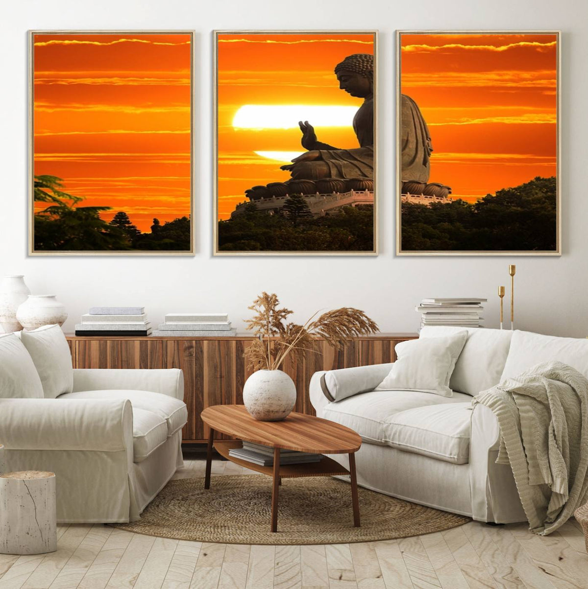 Buddha Statue at Sunset Canvas Print