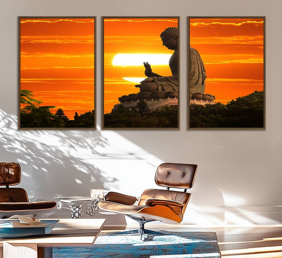 Buddha Statue at Sunset Canvas Print