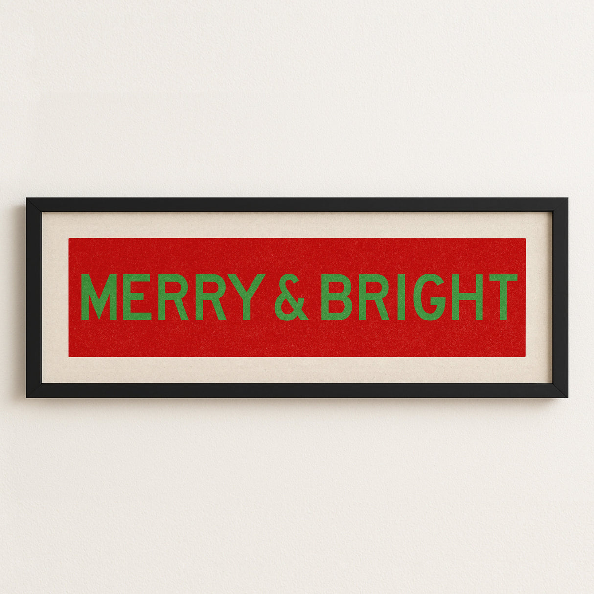 Framed Merry & Bright Red Green Christmas Art Print