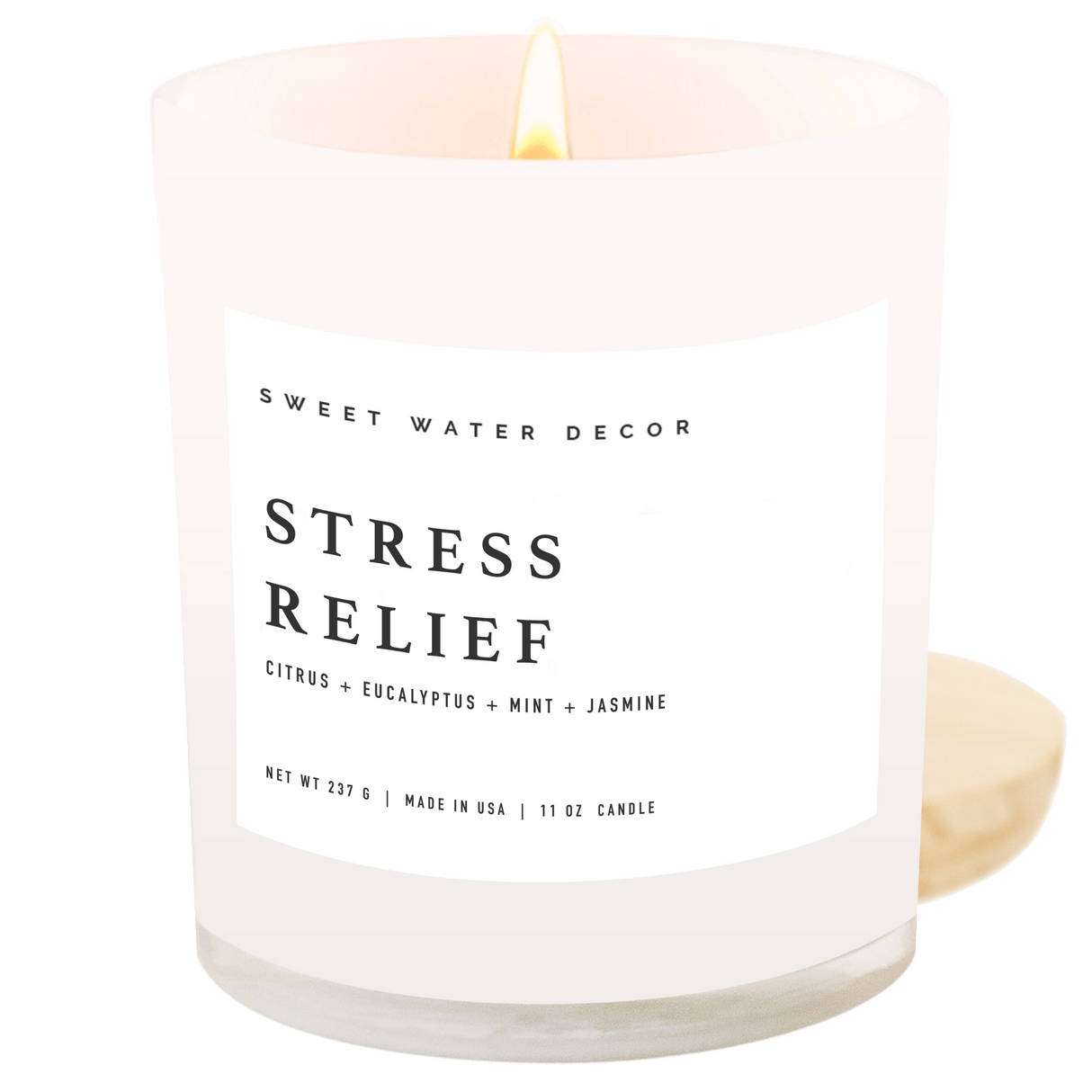 Stress Relief Soy Candle - White Jar - 11 oz