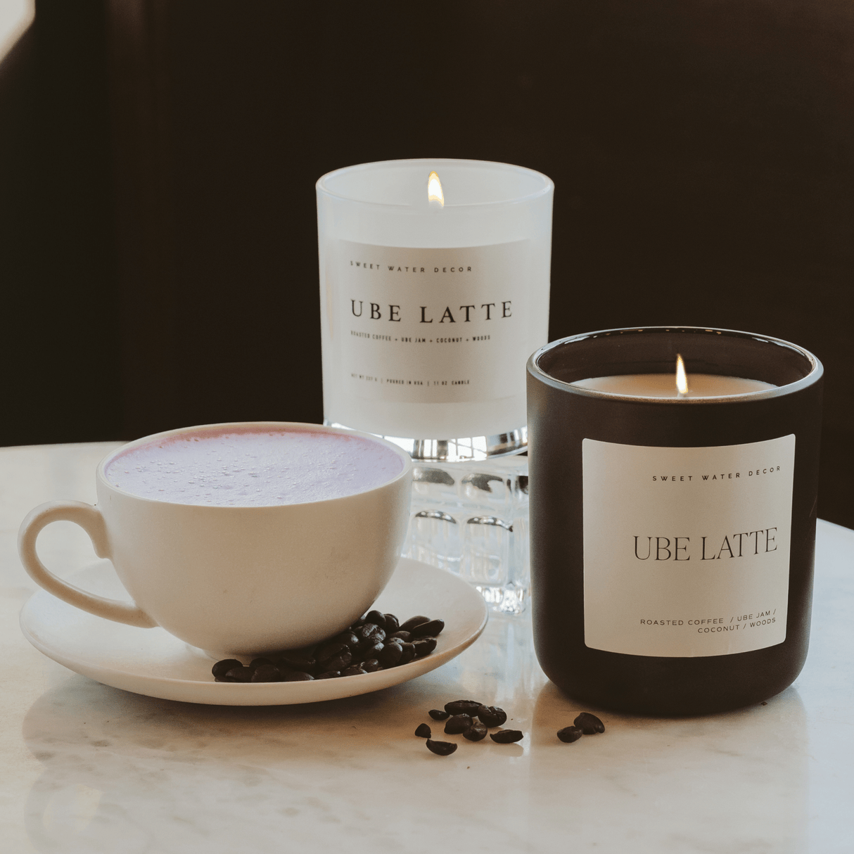 Ube Latte Soy Candle - Brown Matte Jar - 15 oz