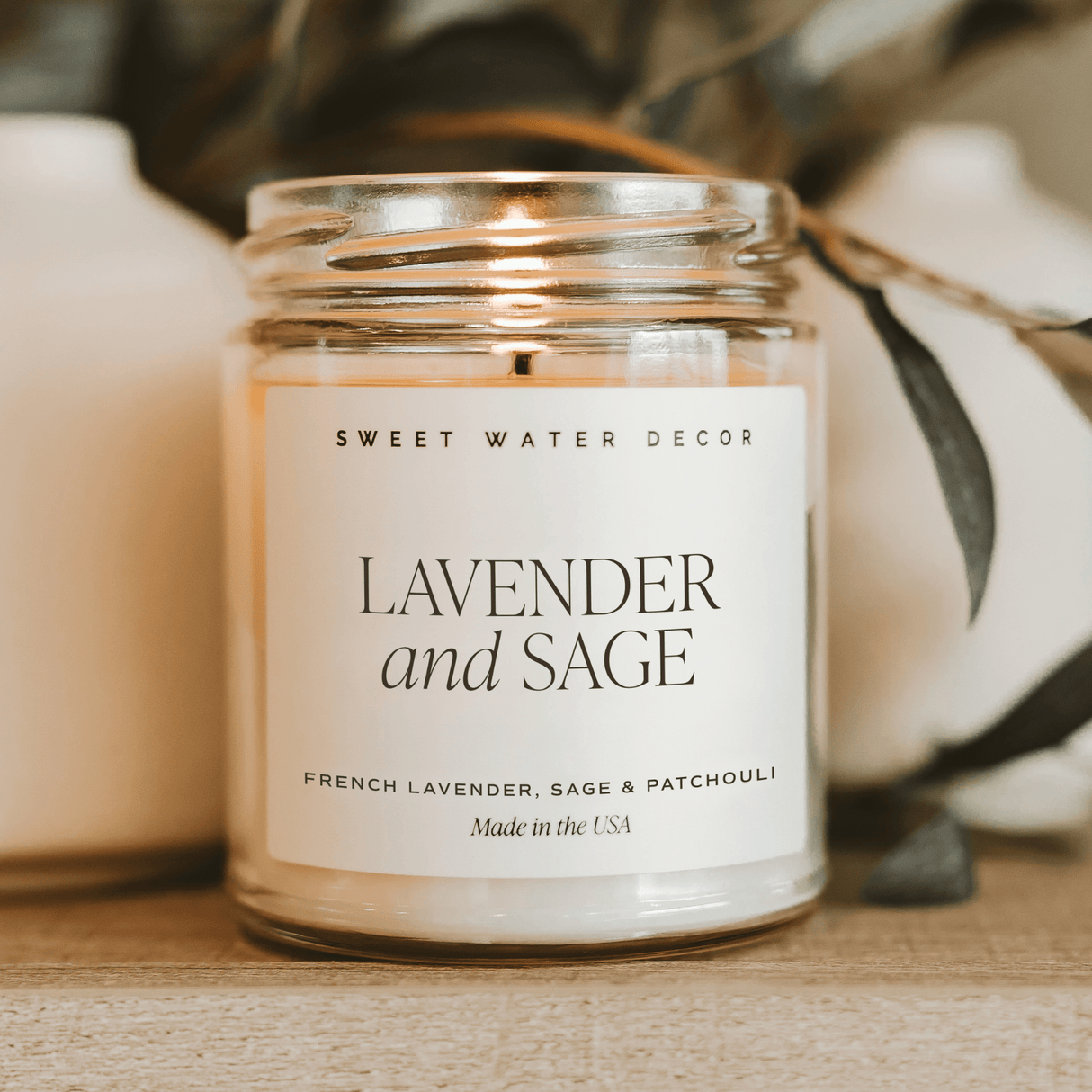 Lavender-and-Sage-Soy-Candle-Clear-Jar-9-oz-Candles
