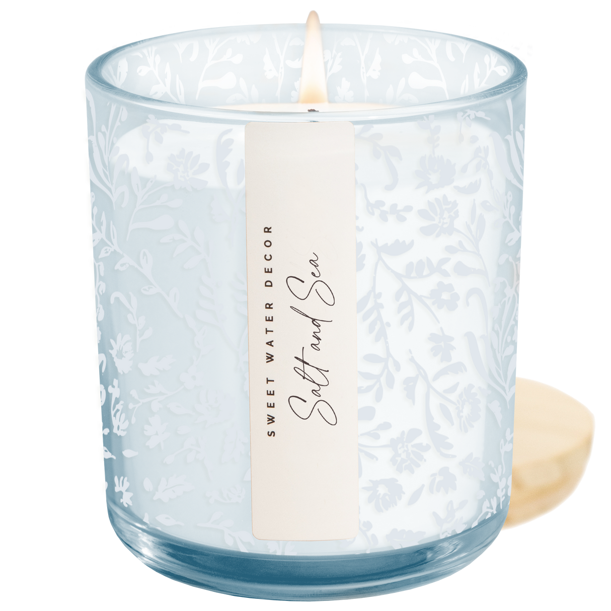 Salt and Sea Soy Candle - Blue Tinted Glass Jar - 12 oz