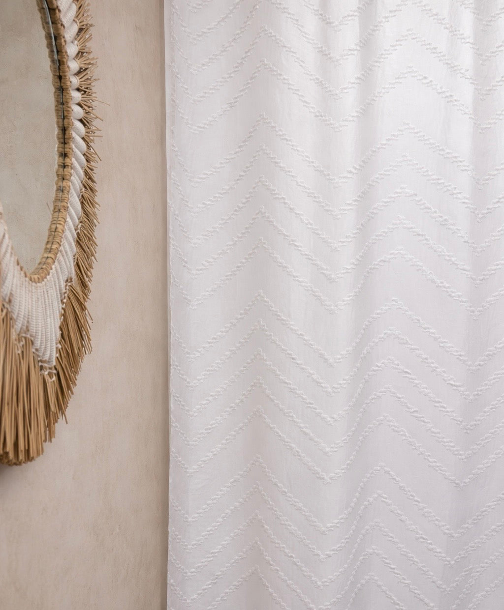 White Tufted Chevron Shower Curtain