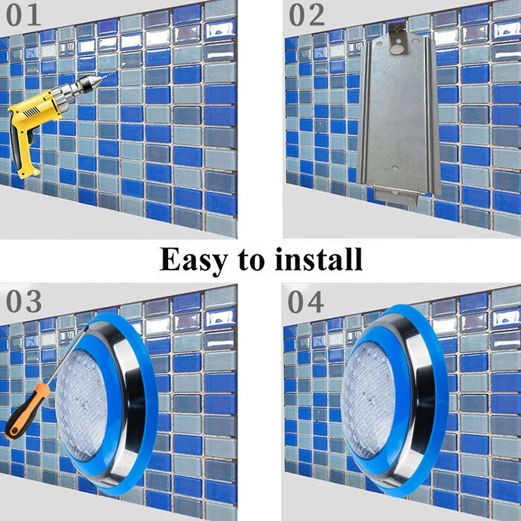 15W LED Pool Light IP68 Waterproof Stainless Steel Underwater Wall Mounted Light