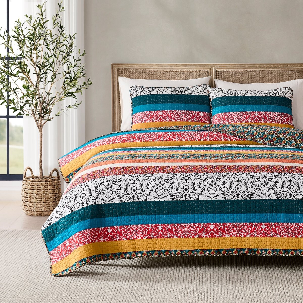Boho Stripe Quilt Set