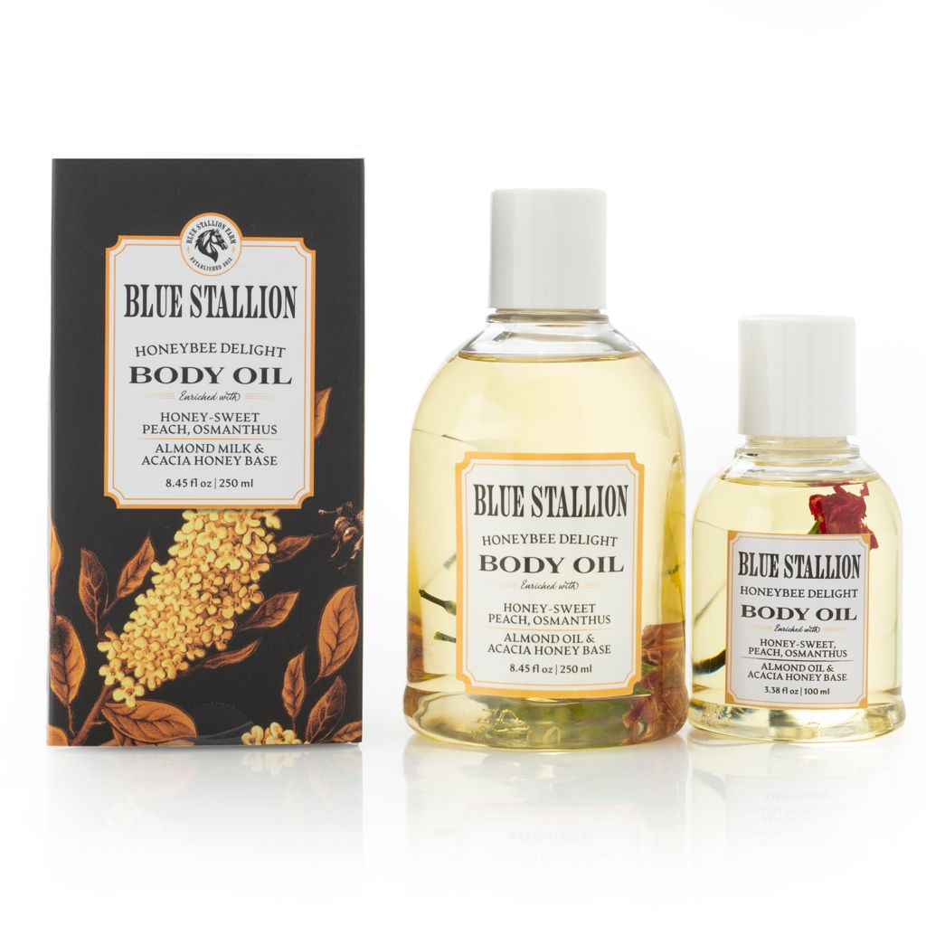 Blue Stallion Body Oil Choice of Scent 8.45 oz + Travel Size Duo
