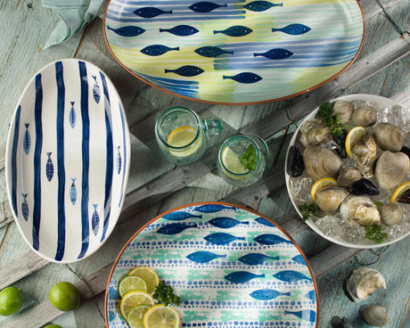 Mediterranean-Sea-Fish-15''-Oval-Serving-Bowl-Serving-Platter