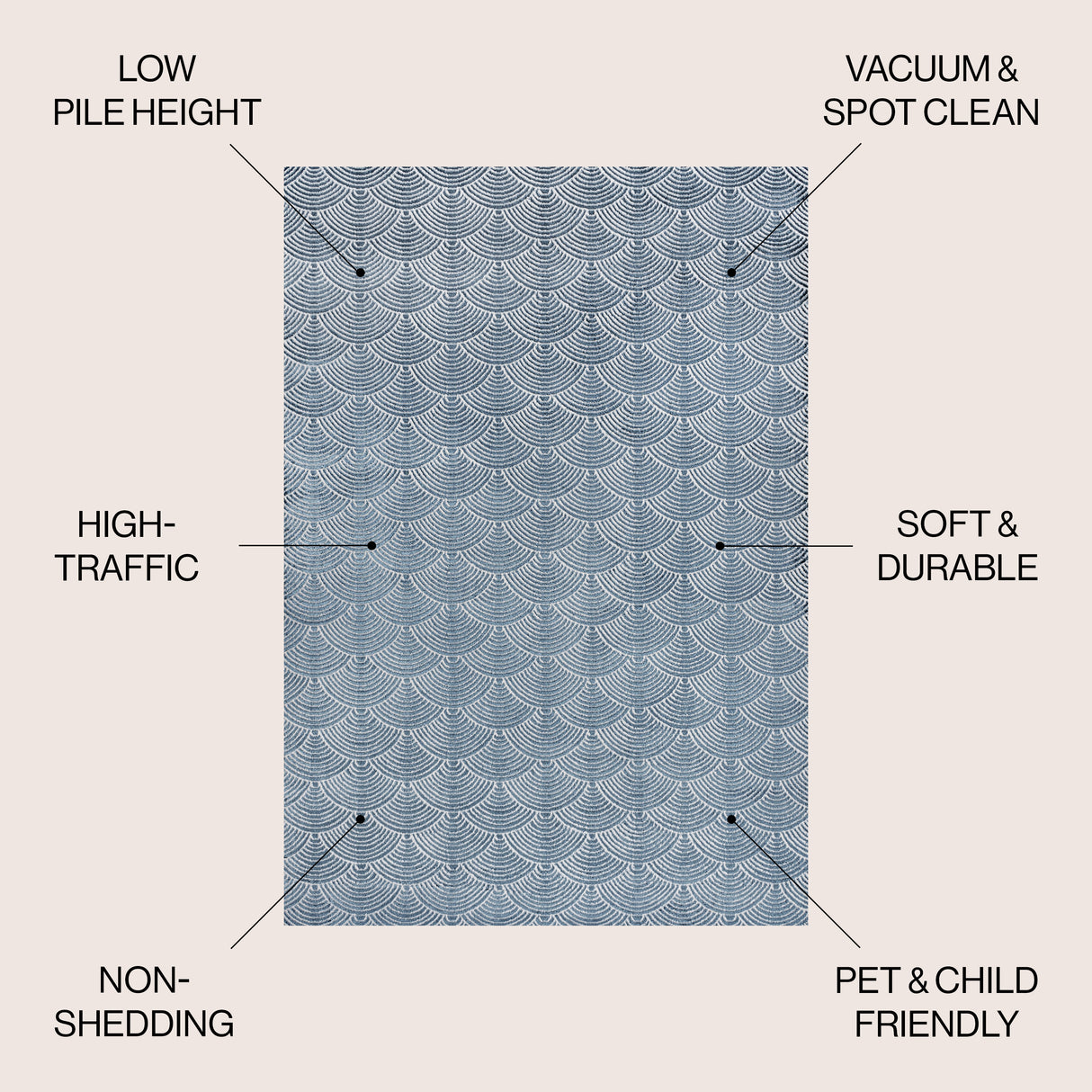 Porter Geometric Art Deco Fan Pattern High-Low Area Rug