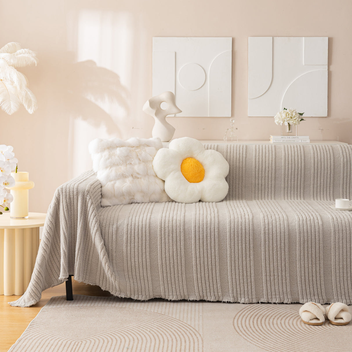 Luxury Oversized Soft Plush L Shape Couch Cover Sofa Throw Cover, Extra Large Blanket to Cover Couch