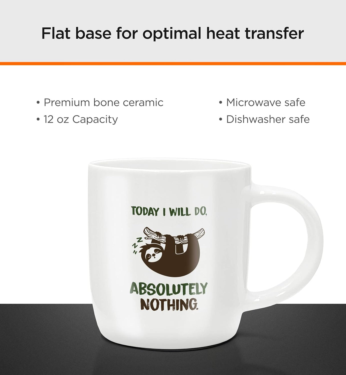 SoHo Funny Coffee Mug with Warmer, Electric Heated Cup for Coffee Lover Gifts for Men/Women/Birthday/Christmas, 12oz Today I Will Do Absolutely Nothing (Gift Boxed)