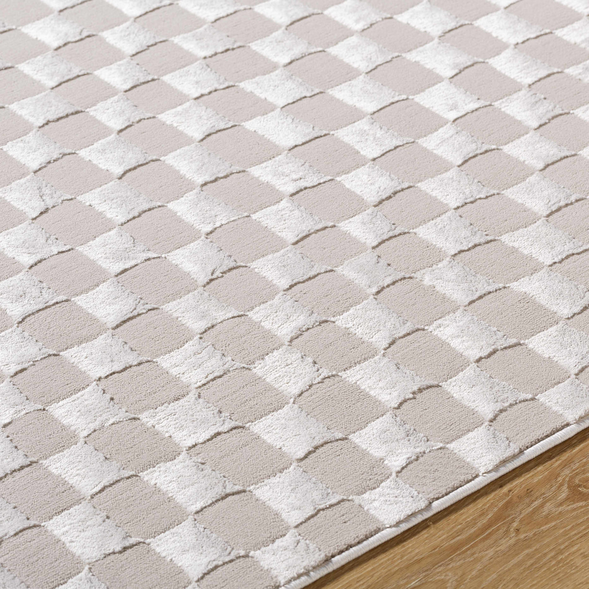 Carina Dark 3D Checkered Washable Area Rug