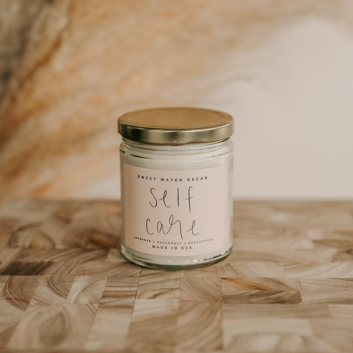 Self Care Soy Candle - Clear Jar - 9 oz (Lavender and Eucalyptus, Calm and Comfort)