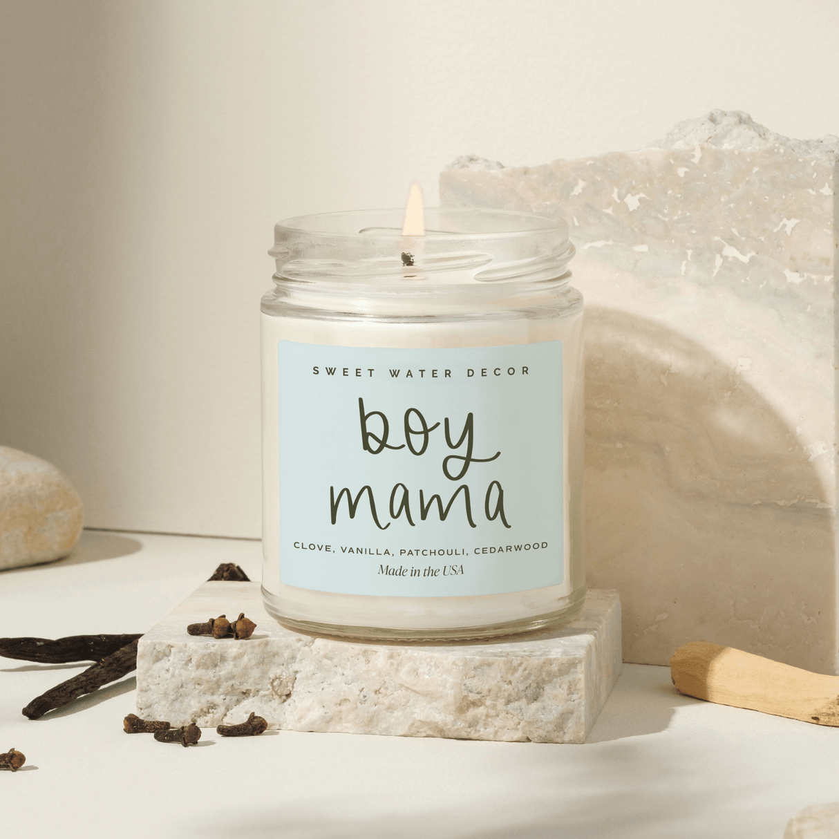 Boy-Mama-Soy-Candle-Clear-Jar-9-oz-(Palo-Santo-Patchouli)-Candles