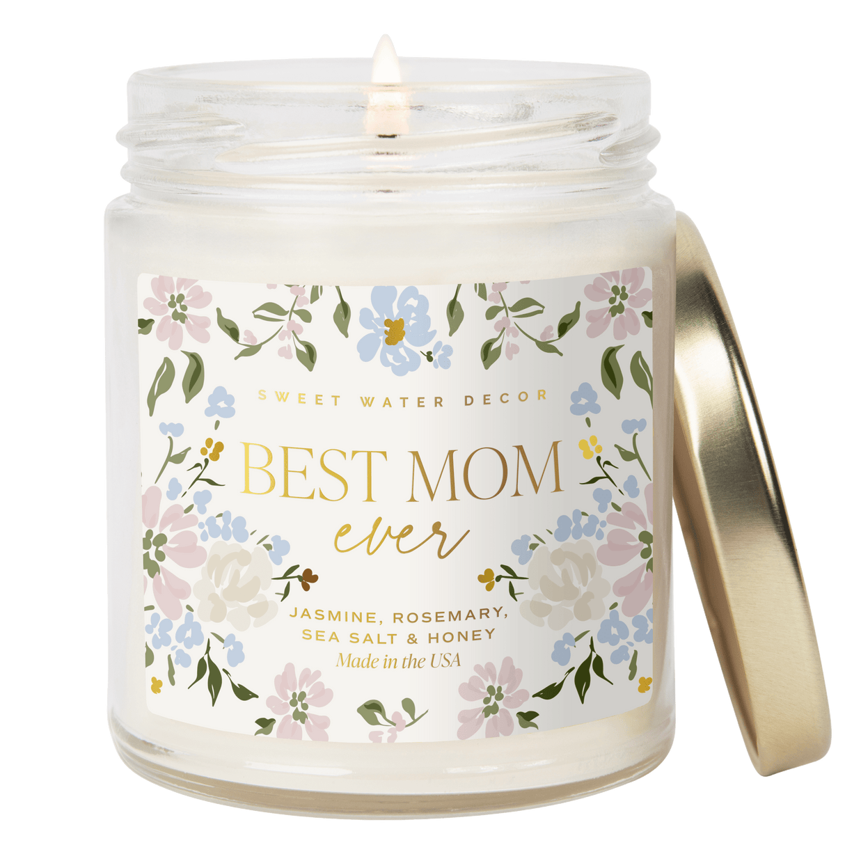 Best Mom Ever Soy Patterned Candle in Clear Jar, 9 oz