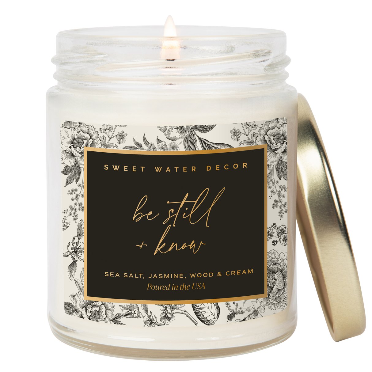 Be Still and Know Soy Candle - Clear Patterned Jar - 9 oz