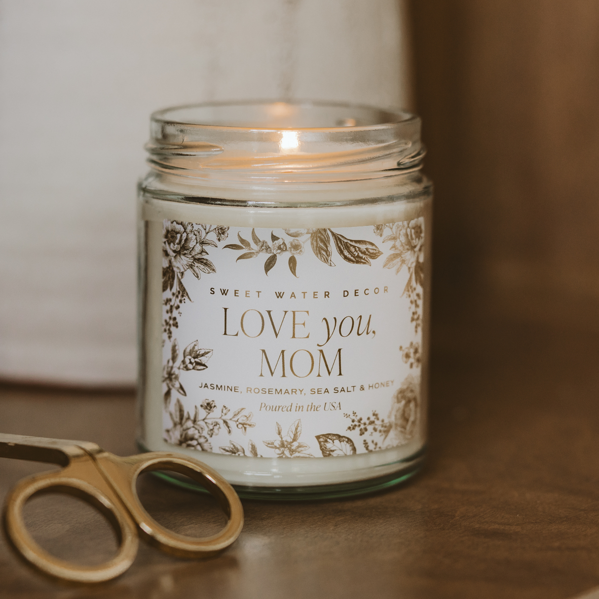 Love You, Mom Soy Candle - Clear Patterned Jar - 9 oz