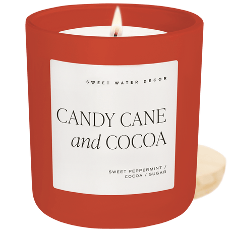 Candy-Cane-and-Cocoa-Soy-Candle-Red-Matte-Jar-15-oz-(Hot-Cocoa-and-Peppermint)-Candles