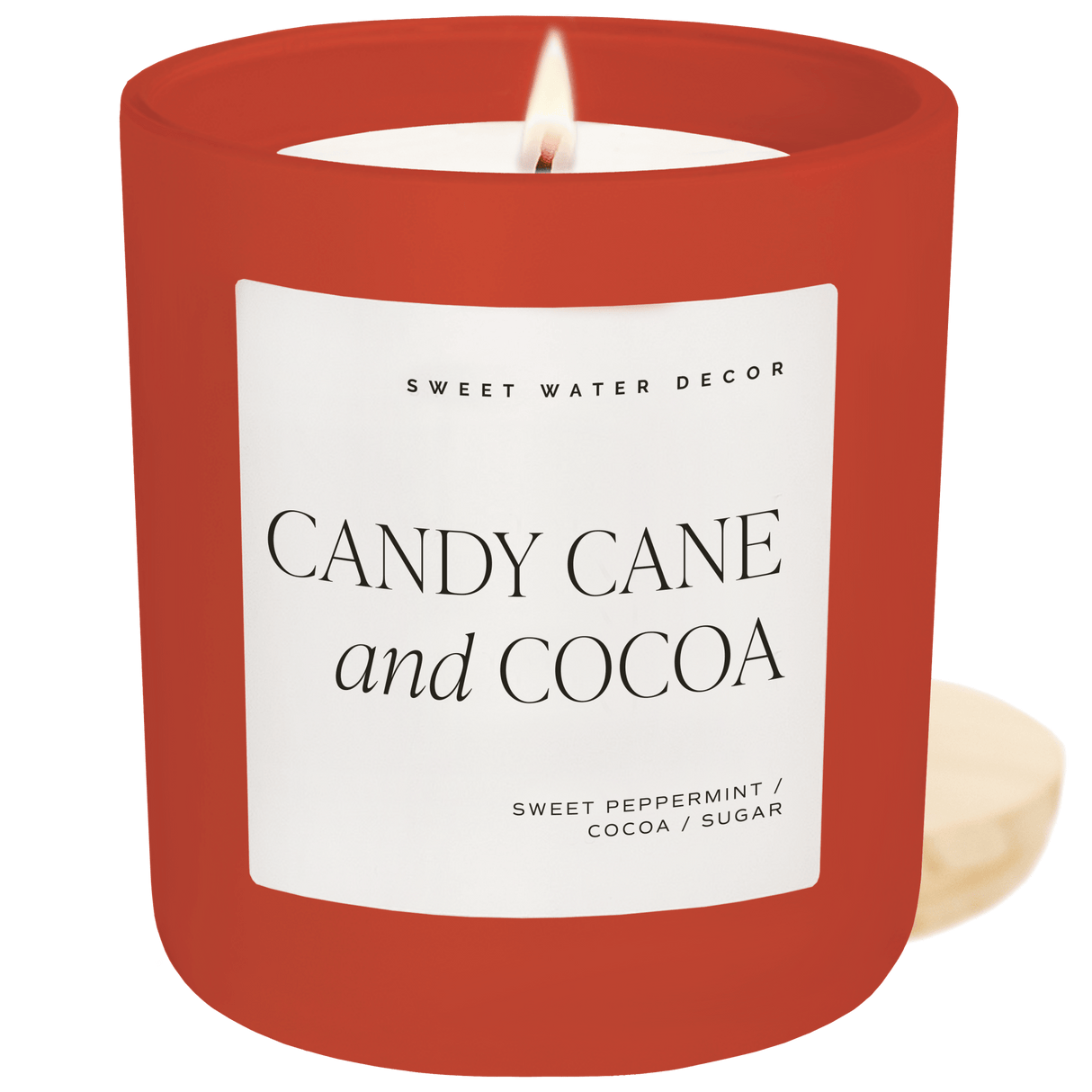 Candy-Cane-and-Cocoa-Soy-Candle-Red-Matte-Jar-15-oz-(Hot-Cocoa-and-Peppermint)-Candles
