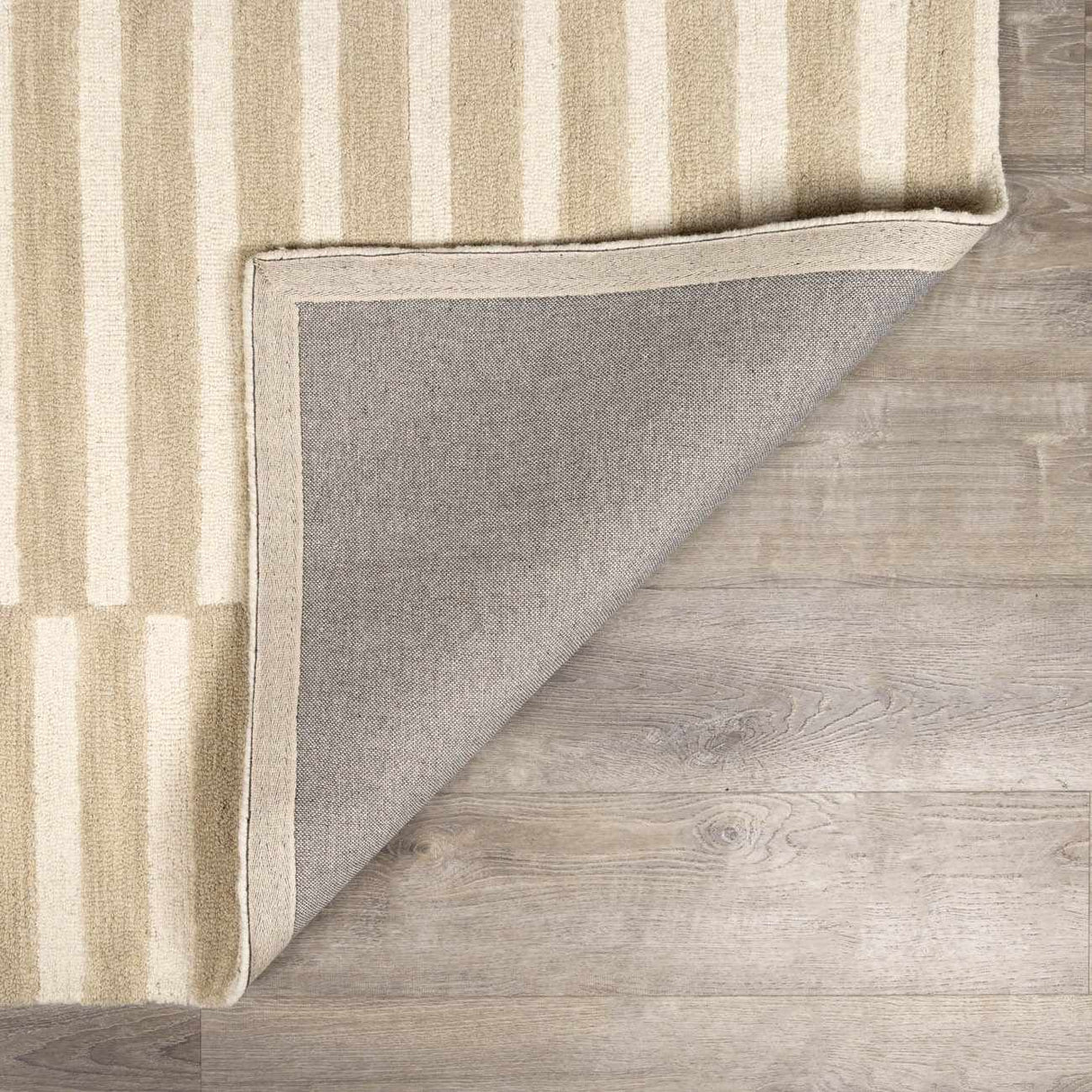 Idaho Broken-Striped Beige Area Rug