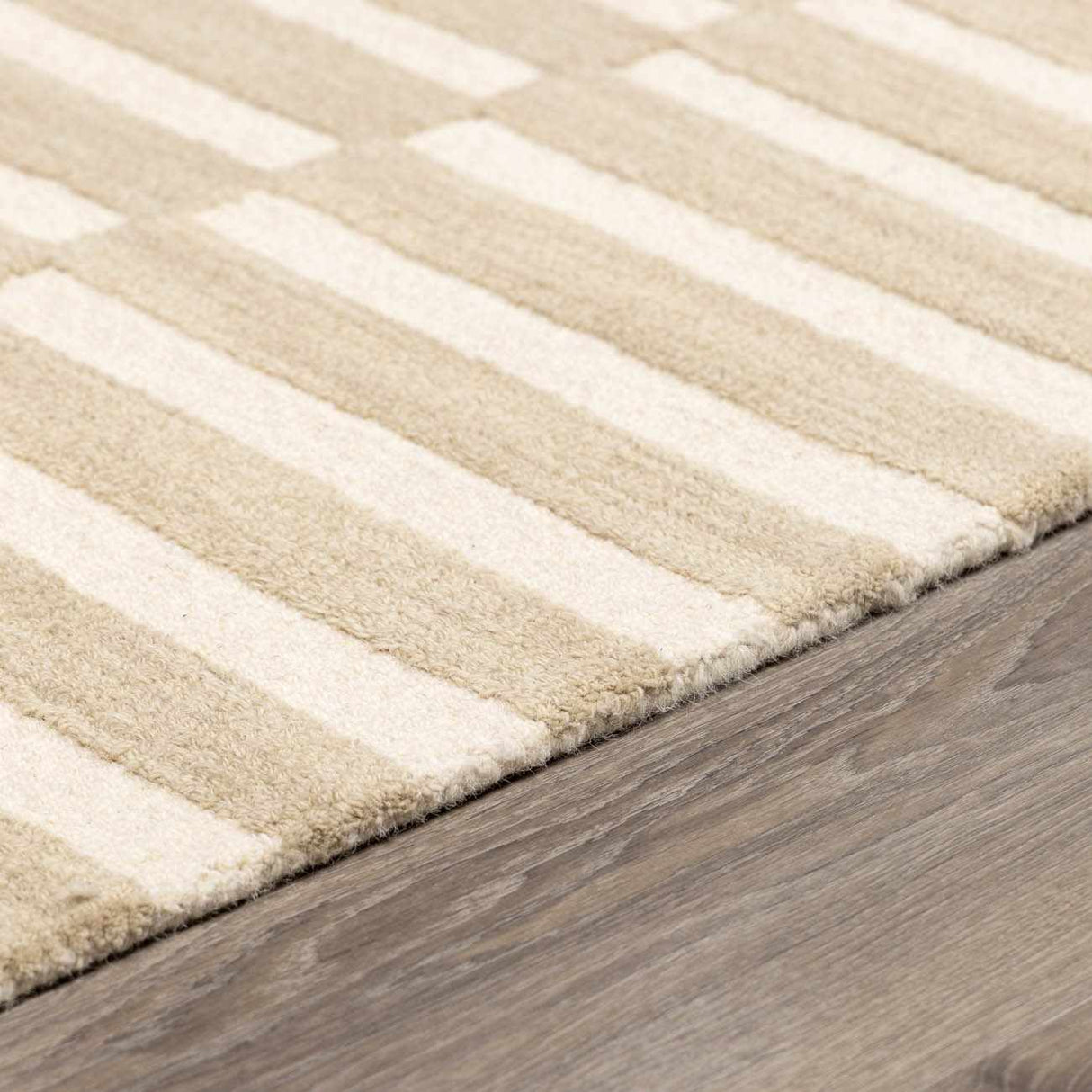 Idaho Broken-Striped Beige Area Rug