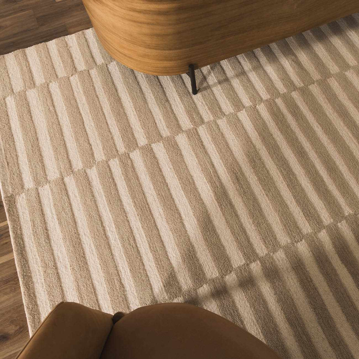 Idaho Broken-Striped Beige Area Rug