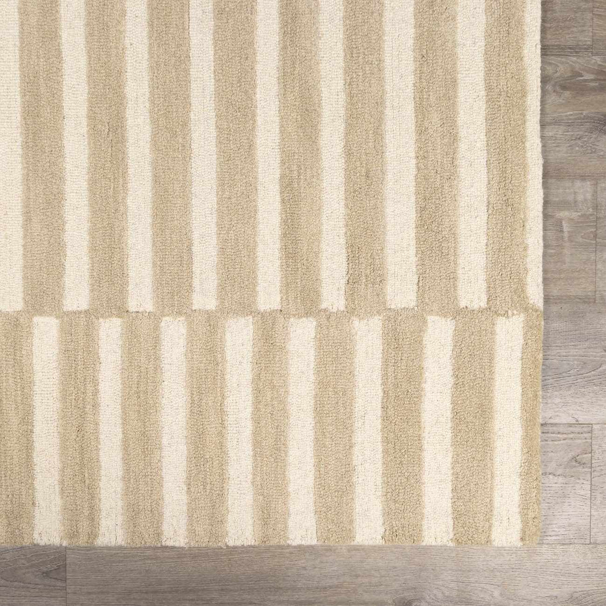 Idaho Broken-Striped Beige Area Rug