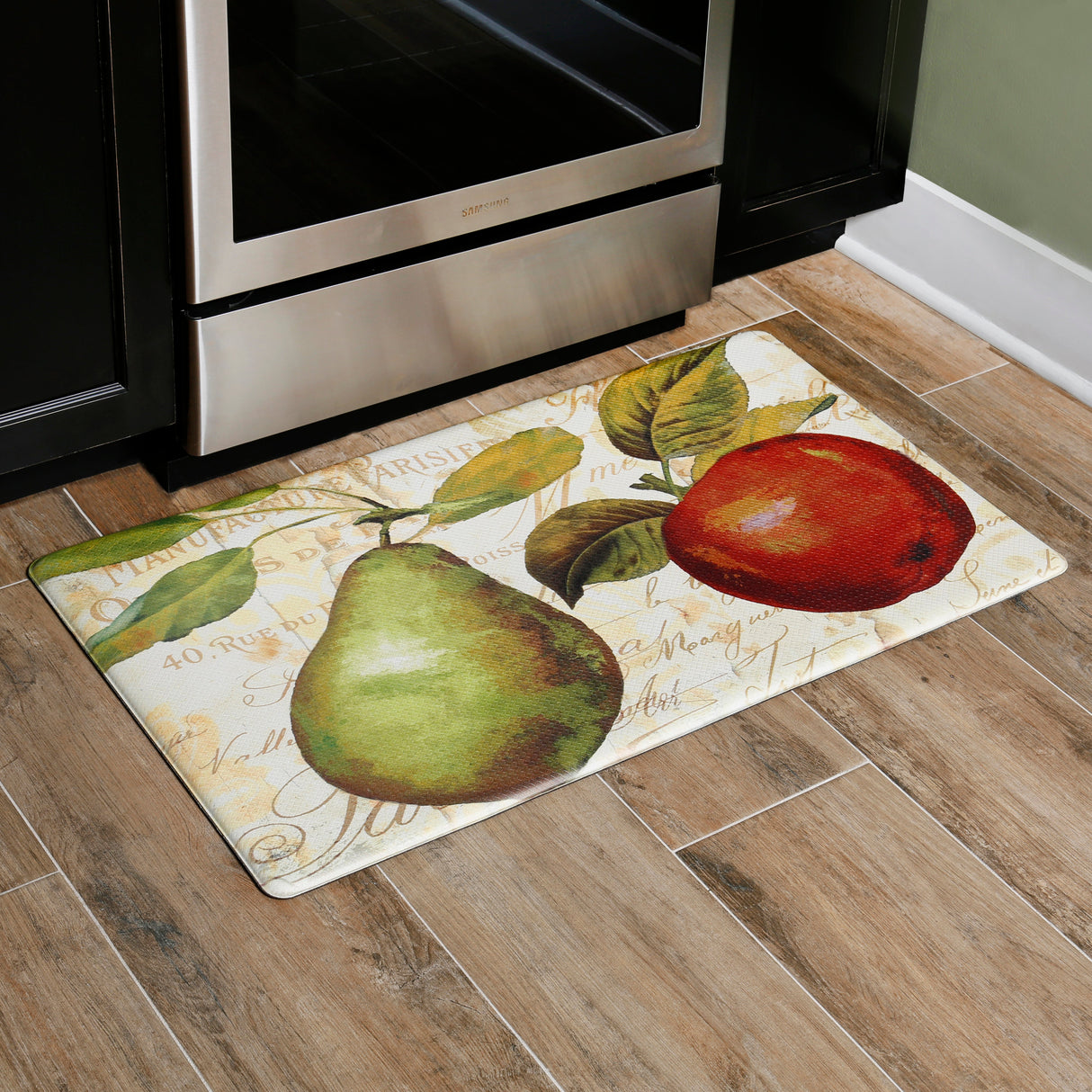 Oversized 20"x36" Feel at Ease Anti-Fatigue Kitchen Mat (Green Pear)