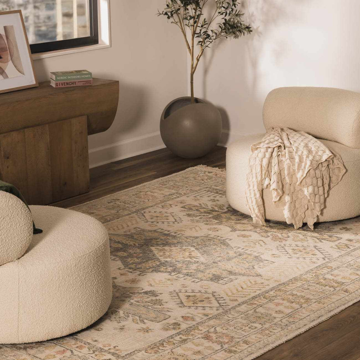 Chaela Ivory & Olive Area Rug