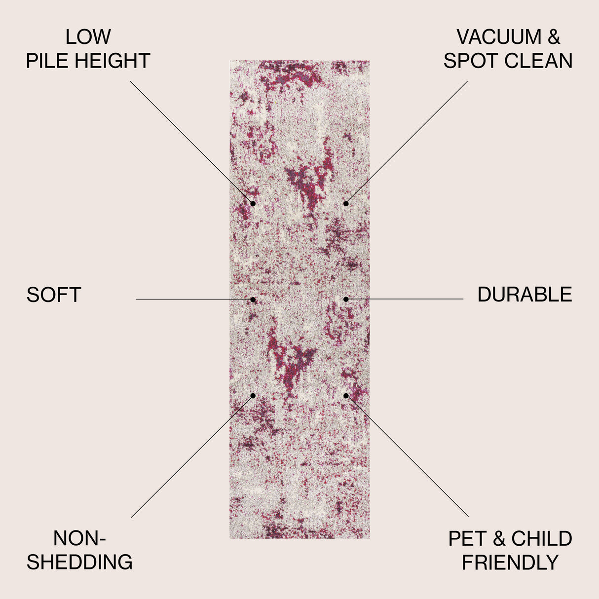 Contemporary POP Modern Abstract Vintage Faded Runner Rug
