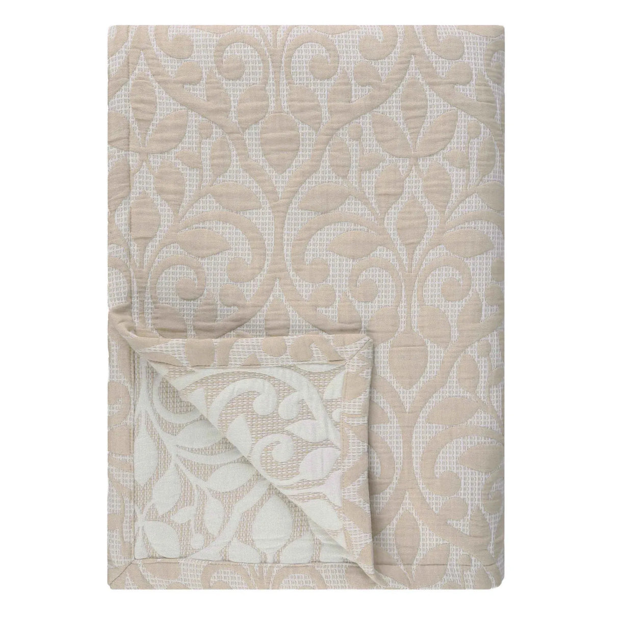 Vineyard Cotton Blend Medium Weight Matelasse Floral Scroll Coverlet - Coverlet by Superior Brand