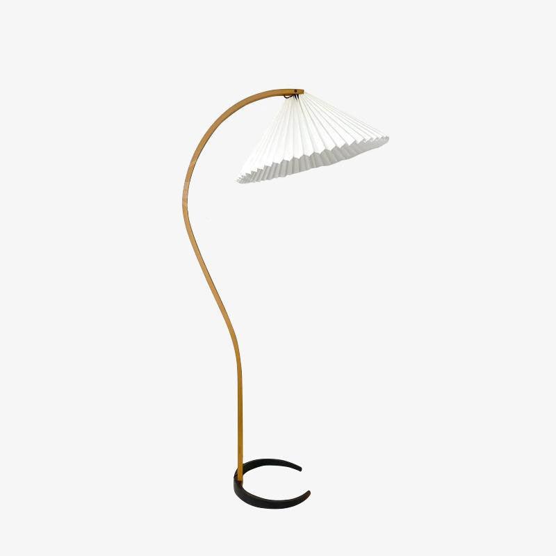 Arbora | Arc Floor Lamp with Beech Wood and Pleated Shade | Plug In Lamp for Living Room
