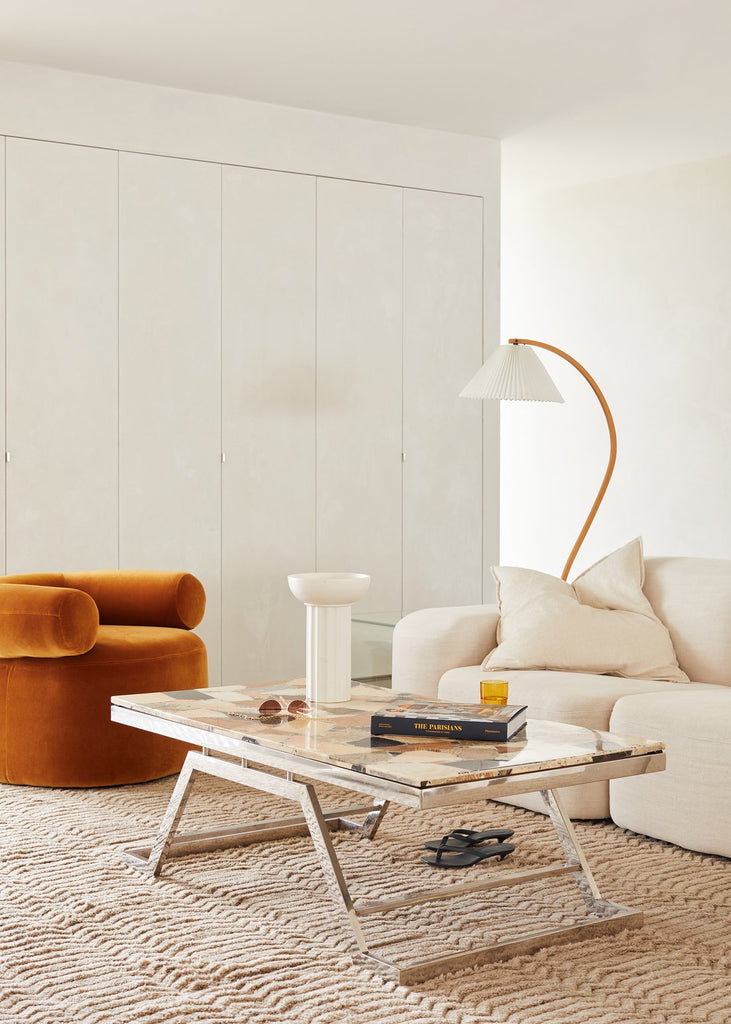 Arbora | Arc Floor Lamp with Beech Wood and Pleated Shade | Plug In Lamp for Living Room