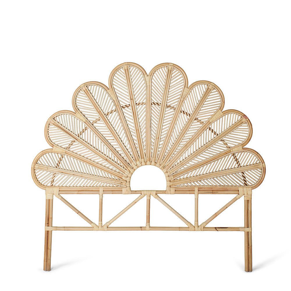 Queen Rattan Headboard 60in Handmade Wicker Boho Bedhead