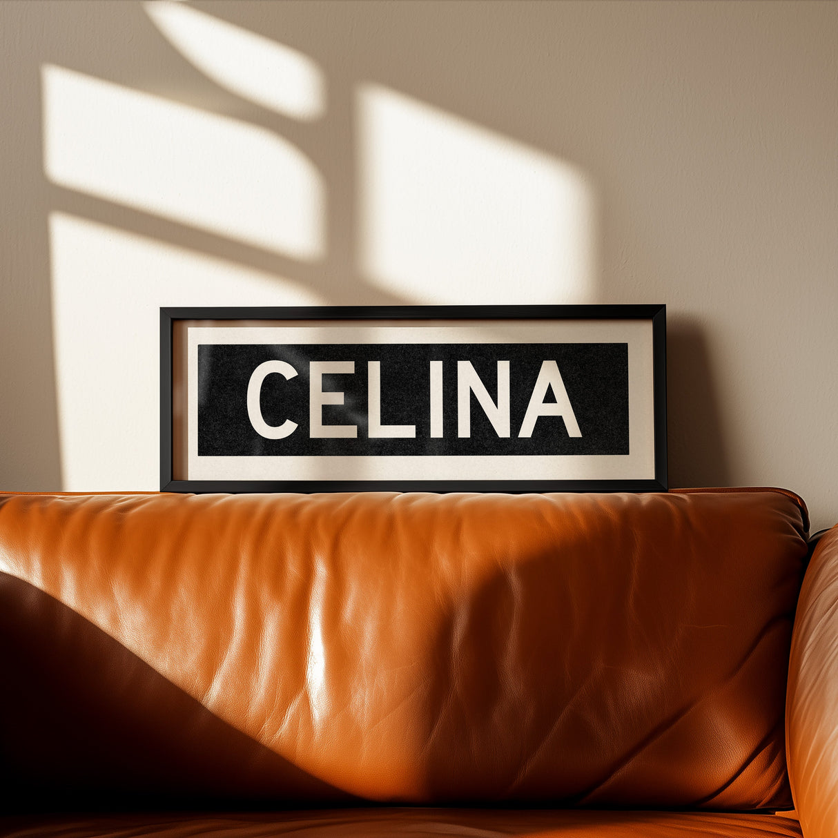 Framed Celina Bus Scroll Sign