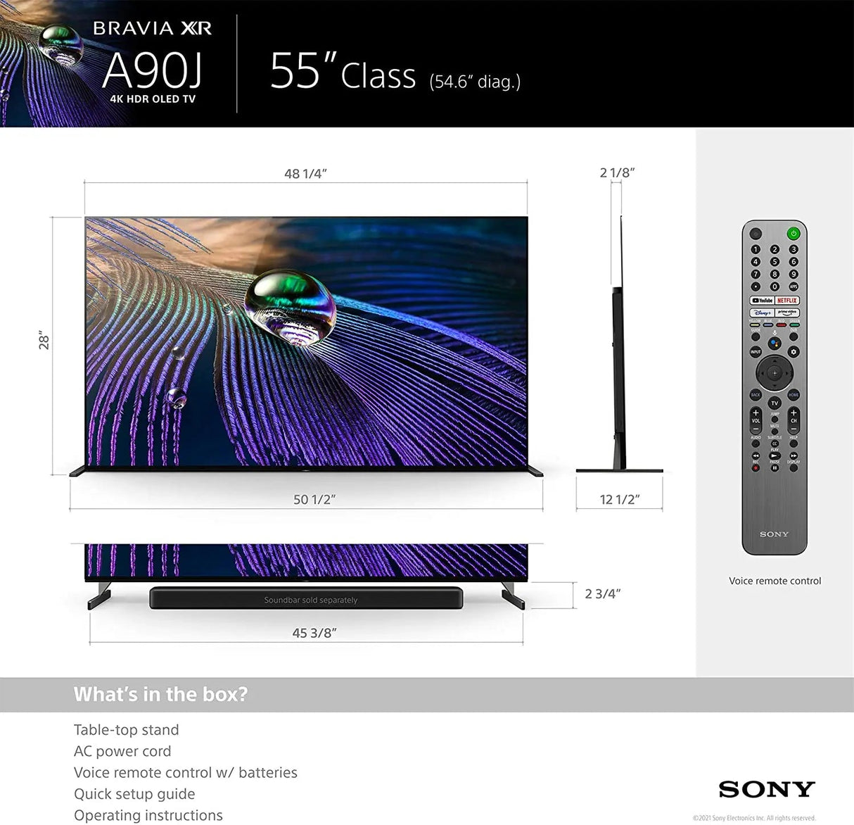 Certified Refurbished - Sony A90J 55 Inch TV: BRAVIA XR OLED 4K Ultra HD Smart Google TV - XR55A90J