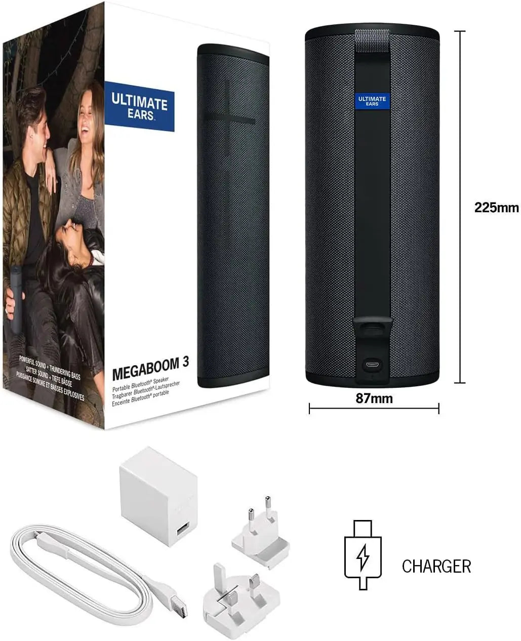 Certified Refurbished - Ultimate Ears MEGABOOM 3 Wireless Bluetooth Speaker - NIGHT BLACK