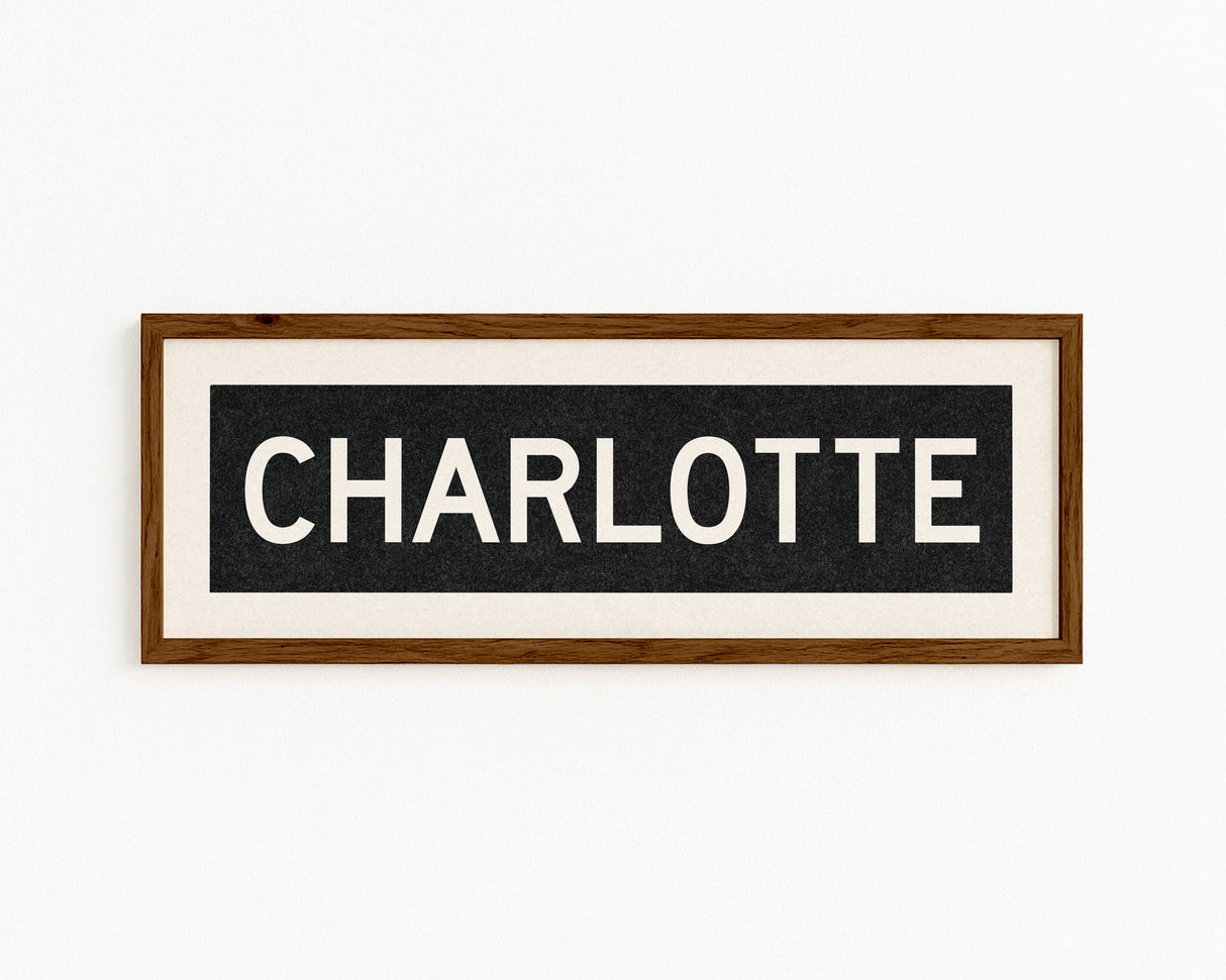Framed Charlotte North Carolina Bus Scroll