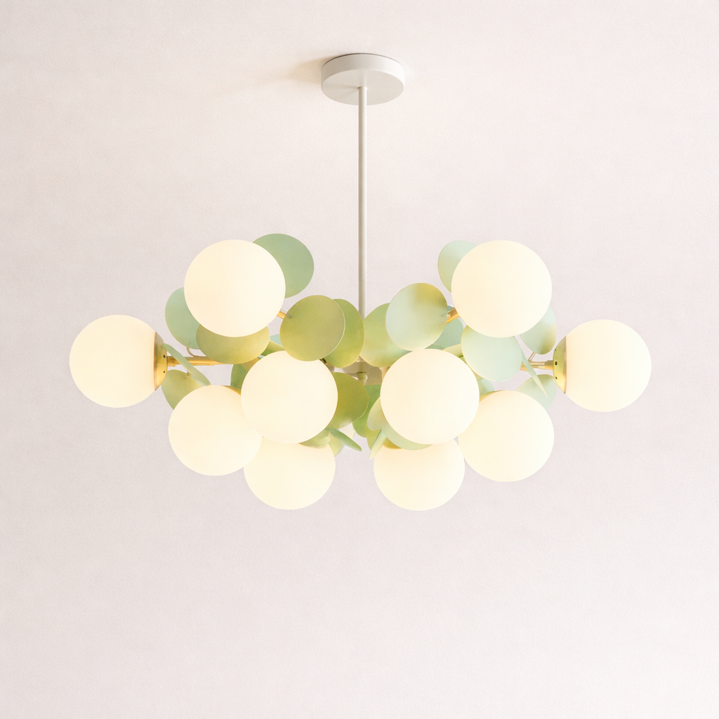 Nordic Green Molecule Glass Chandelier LED Pendant Light Bedroom Home Restaurant