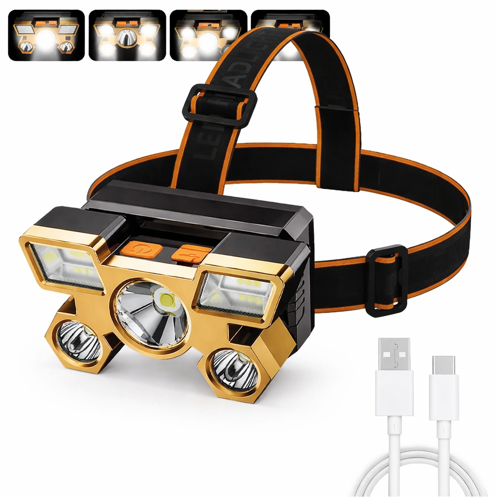 Rechargeable LED Headlamp for Fishing, Camping, Hiking – Powerful Head Flashlight