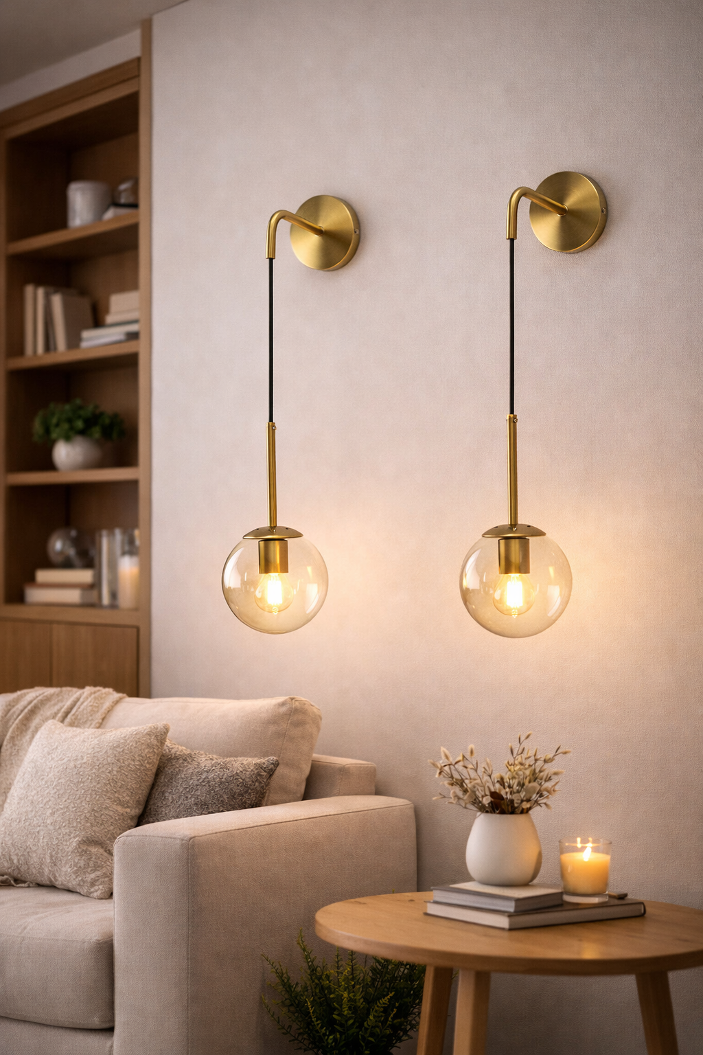 Nordic Glass Ball Wall Sconce LED Bedside Living Room Corridor Stair Light