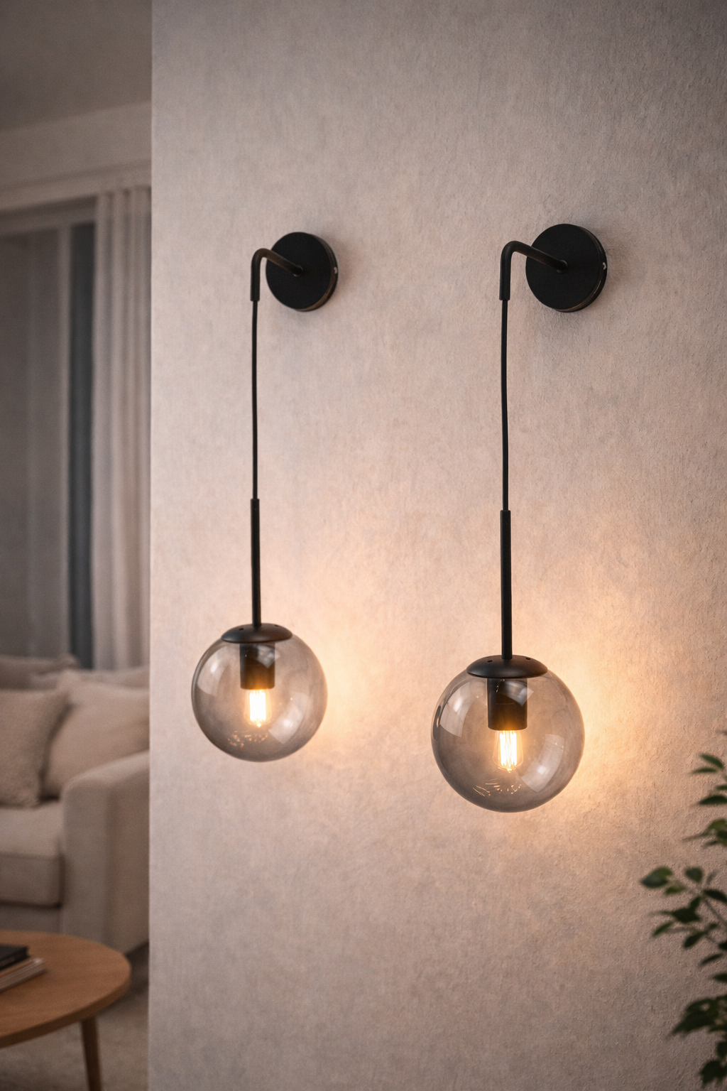 Nordic Glass Ball Wall Sconce LED Bedside Living Room Corridor Stair Light