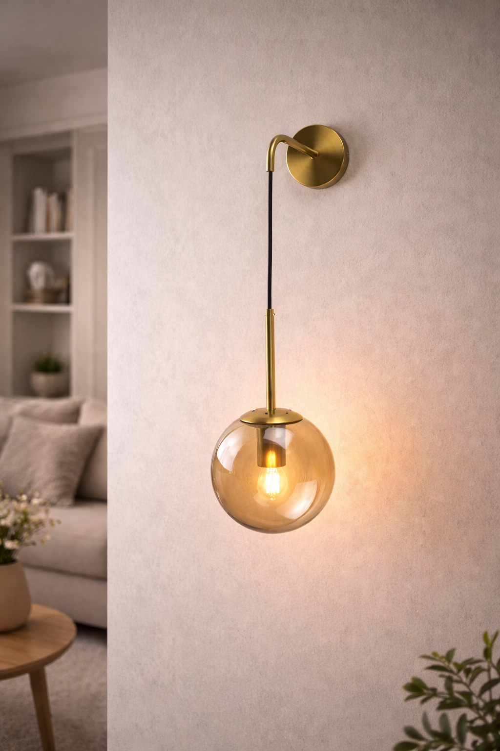 Nordic Glass Ball Wall Sconce LED Bedside Living Room Corridor Stair Light